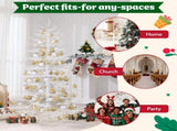 6FT Pre-lit Aspen Fir Artificial Christmas Tree, Hinged Xmas Tree with 600 Warm White LED Lights & N704P526146A
