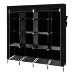 ZUN 67" Clothes Closet Portable Wardrobe Clothes Storage Rack 12 Shelves 4 Side Pockets Black 90329775