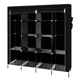 ZUN 67" Clothes Closet Portable Wardrobe Clothes Storage Rack 12 Shelves 4 Side Pockets Black 90329775