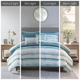8 Piece Printed Seersucker Comforter and Quilt Set Collection Aqua King/Cal King B03597257
