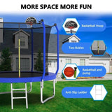 10FT Trampoline with Basketball Hoop, ASTM Approved Reinforced Type Outdoor Trampoline with K1163P147143