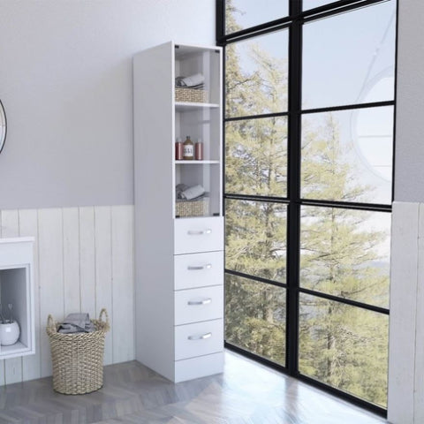 ZUN Haniger 3-Drawer 3-Shelf Linen Cabinet White B06280383