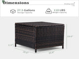 Outdoor PE Wicker Side Table with Storage, Patio Rattan End Table Square Container for Furniture 64589398