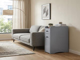 Gray particleboard with melamine veneer, 18*40*70cm, two-drawer, one-panel low cabinet with wheels 25816295