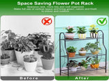 3-Tier Metal Plant Stand, Indoor Outdoor Flower Pots Holder, Plant Display Rack Shelf, Utility 26960260