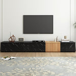 ZUN ON-TREND TV Stand with Faux Marble and Walnut Wood Grain Finish for TVs up to 88'', Modern WF320812AAB