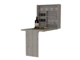 Wall Foldable Table with Multiple Shelves, Light Gray B097133223