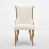 Snow Velvet Dining Chairs, Mid-Century Style with Curved Wood Trim & Sculpted Legs, Upholstered W1143P332691