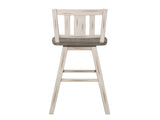 Pub Height Chairs Set of 2, Distressed Gray and White 360-degree Swivel Chair Solid Rubberwood B011P194918