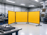 6x6 ft 3-Panel Welding Screen, Flame-Resistant Vinyl Welding Curtain with Frame & 12 Swivel Wheels 15584735