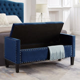 Upholstered Tufted Button Storage Bench with nails trim,Entryway Living Room Soft Padded Seat with W2186139088