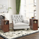 End Table with Drawers, Corner Table with Open Shelves, Tall Side Table for Bedroom and W2593P289144