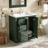30'' Bathroom with Ceramic Sink Combo,Solid Wood Frame Bathroom Storage Cabinet, Freestanding N710P191970F