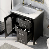 ZUN 30" Bathroom Vanity with Sink, Bathroom Vanity Cabinet with Two Drawers and Door, Adjustable Shelf, N725P170599B