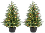 2 Pcs 4FT LED Trees Christmas with Timer and 15 Red Berry Clusters, Easy Assembl 70213027