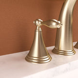 2 Handle Widespread Bathroom Faucet 3 Hole, with Pop Up Drain and 2 Water Supply Lines, Gold W124379943