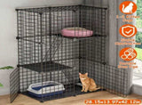 Cat Cage DIY Indoor Pet Home Small Animal House Detachable Playpen with 3 Doors 3 Tiers for Kitten 93791936