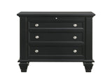 3 Drawers Nightstand with Pull-out Tray in Black Finish B016P254490