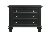 3 Drawers Nightstand with Pull-out Tray in Black Finish B016P254490
