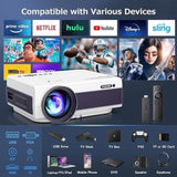 Projector with WiFi and Bluetooth, Native 1080P Outdoor Support 4K, Portable Movie 84230234
