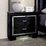 Contemporary 1pc Nightstand Black Bedside Table LED Light English Dovetail Drawer Bedroom Furniture B011P232476