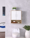 Bathroom Wall Cabinet with Double - Door, Bottom Wavy - Patterned Doors, Adjustable Inner W3151P288945