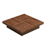 ZUN Square Marble Veneer Coffee Table Sliding Top with Storage in Walnut 39.4'' WF322094AAD