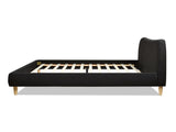 Roman Curved Headboard Upholstered Platform Bed, King, Ebony Black Boucle B2719P238212
