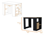 Black and Natural Oak 1-Door Kitchen Island with Open Storage B062P227648