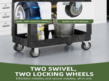 Heavy-Duty Utility Cart, 550 lbs Load Capacity, 40 x 17 inch Rolling Plastic Service Cart with 2 91977287