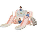 ZUN Kids Slide Playset Structure 8 in 1, Freestanding Ocean Themed Set with Slide, Arch N710P176322H