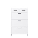 ZUN PVC Surface Shaker Shape Door Shoe Rack 3 Doors Shoe Cabinet With 2 Drawers With Open Space for W2139134911