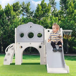 ZUN 7 in 1 Toddler Slide Set, Freestanding Spaceship Set with Slide, Kids Slide Playset Structure, Arch N710P173044E