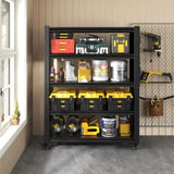 72"H 5 Tier Adjustable Shelving with Pegboard and Wheel, Heavy Duty Storage Shelves, Metal Shelving T2398P313256