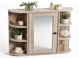 Bathroom Wall Cabinet Featuring 1 Mirrored Door 3 Shelves on Each Side MDF Construction with 57813692