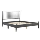 Mid-Century Modern Design Full Platform Bed 1pc Gray Finish Wooden Bedroom Furniture Vertical Slats B011P211339