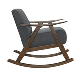 Modern Home Furniture 1pc Rocking Chair Dark Gray Fabric Upholstered Dark Walnut Finish Wood Cushion B011P255258