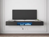 Floating TV Stand Wall Mounted with 20 Color LEDs,63" Modern TV Stand, Floating TV Cabinet 04700679