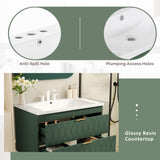 ZUN 30'' Wall Mounted Bathroom Vanity with Resin Sink,Floating Bathroom Storage Cabinet with 2 Drawers, N710P177301F