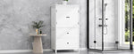 ZUN Bathroom Storage Cabinet, Cabinet with Two Doors and Drawers, Adjustable Shelf, MDF Board, White N725P188460K