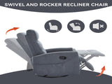 Manual Recliner Chair with Rocker and Swivel in Fabric for Living Room, Grey 73990766