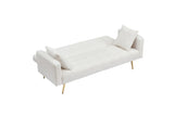 71.7 - inch Beige Teddy Fleece Sofa Bed, accompanied by two luxurious throw pillows for enhanced W3356P298490