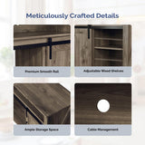 58" Gray Wash Barn Door Fireplace TV Stand for 23" Insert, Sliding Track Design 13777923