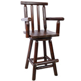 ZUN Rustic Bar Stool - Fir Wood Construction, Chair with Footrest,Wide Armrest, Rustic Kitchen Stool, 70148702