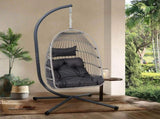 Foldable Hanging Egg Chair with Stand and Pillow, HDPE Rattan and Heavy Duty Aluminum-Steel Frame, W2500P369668