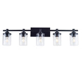 ZUN 5-Light E26 Bulb Vanity Lights,Matte Black Bathroom Vanity Light Fixtures with Clear Glass, Indoor W2877P216837