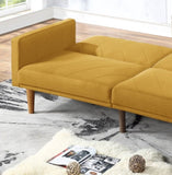 ZUN Modern Electric Look 1pc Convertible Sofa Couch Mustard Color Linen Like Fabric Cushion Wooden Legs HS00F8505-ID-AHD