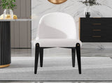 Set of 2 Beige Armless Dining Chairs, Chenille Upholstered Ergonomic Curved Backrest with Sturdy W5739P464651