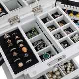 Handcrafted Wooden Jewelry Box Organizer Wood 5 Layers Case with 4 Drawers-White 19616193