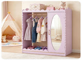 Kids Dress Up Closet with Full-Length Acrylic Mirror, 42" Child-Sized Garment Rack with Cabinet & 75276368
